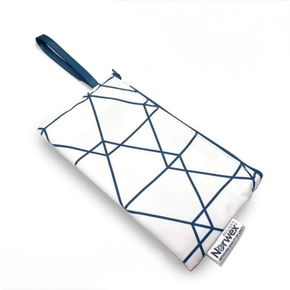 Norwex Blue and White Patterned Pouch